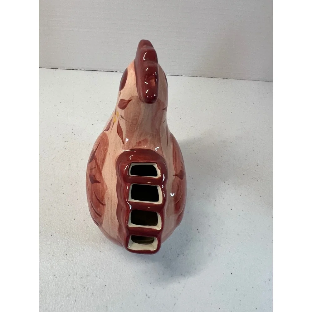 Temp-tations Old‎ World Ceramic Hen Rooster Sponge Holder Cranberry Red Pink